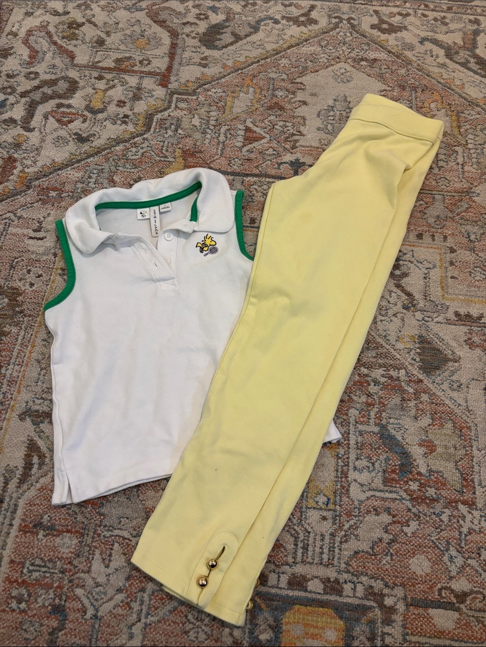 janie and jack girl snoopy shirt and yellow pants 7/8t